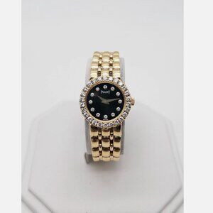 Piaget 18k Yellow Gold 1.5CT Black Dial Factory Original Watch
